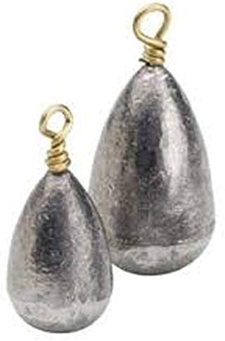 Fast Tackle Pear Sinker Fishing Weights, Fishing Bullet Sinkers for Saltwater Freshwater Fishing Gear Tackle, Bell Sinker (1/2 Ounce, 12 Pack)