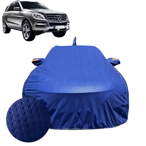 Image of Car Cover for Mercedes-Benz ML Class (2006-2015) | 100% Waterproof Cover with Reflective Mirror Pockets | Dustproof, Scratchproof, Heatproof ML Class Car Cover |Soft Cotton Lining| Blue
