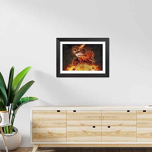 Image of TenorArts Kyojuro Rengoku Poster Demon Slayer Anime Laminated Posters Framed Paintings with Matt Finish Black Frame (12inches x 9inches)
