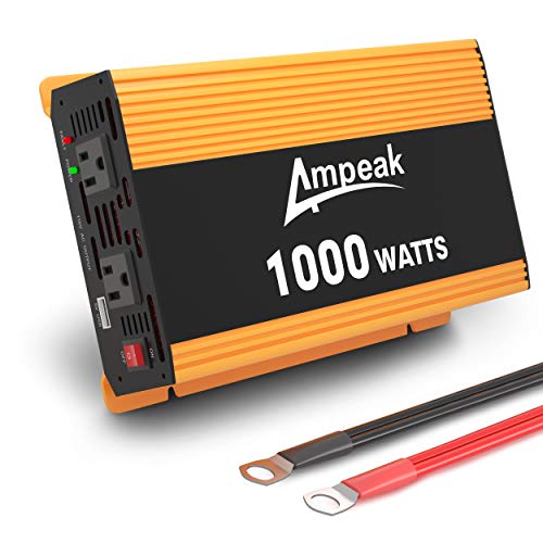 Ampeak 1000W Power Inverter 12V DC to 110V AC Car Converter with Upgraded Reverse Polarity Protection