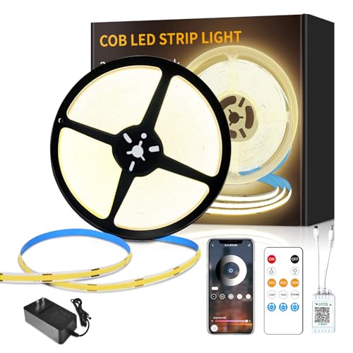 Image of COB LED Strip Lights,Super Bright DC24V LED Tape Lights CRI 90+,Dotless led Light Decoration,50FT 3000K Warm White Cob Led Lights for Bedroom,Lighting in Rooms,cabinets,Stairs