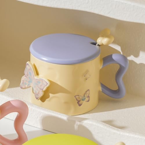 Disoza Taza de Café Mariposa de Porcelana 355 ml Verde miniatura 5