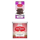 Miss Jones Baking Organic Fudge Brownie Mix with Holiday Peppermint Frosting, Non-GMO, Vegan-Friendly: Rich Cocoa, Peppermint Crunch Pieces (Pack of 2)