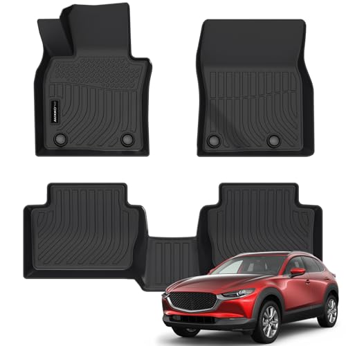 Auxko All Weather Floor Mats Fit for Mazda CX-30 2026-2020 TPE Liners Accessories All Season Guard Odorless Anti-Slip Floor Mats for Mazda CX-30 Black