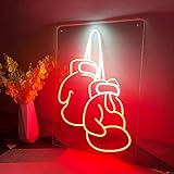 カスタム LED ネオンサイン ネオンサイン ボクシング グローブ ネオンライト 寝室用 男性 洞窟 クラブ ボクシング ジム ナイトライト アート 壁飾りライト 15.7 * 11インチ