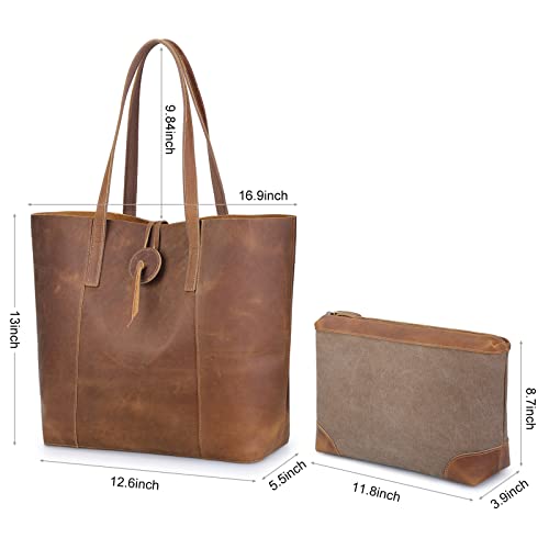 S-Zone Vintage Genuine Leather Tote Bag For Women Large Shoulder Purse Handbag #TOP3
