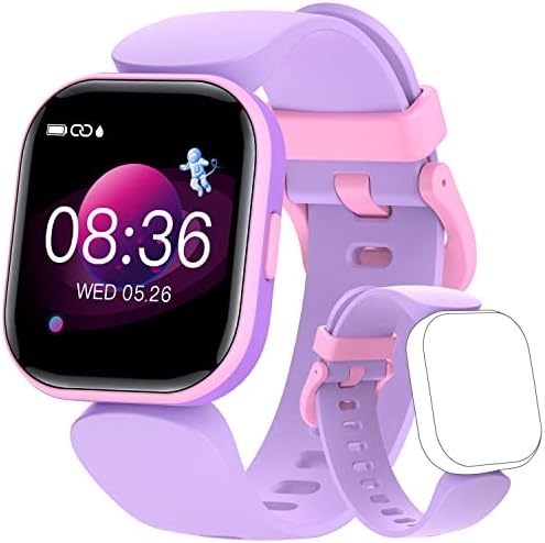 Kids Fitness Tracker Watch with Two Watch Bands, 1.4″ Screen IP68 Waterproof Kids Smart Watch with 19 Sport Modes, Pedometers, Calories Counter, Heart Rate, Sleep Monitor, Great Gift for Boys Girls