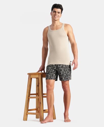 Image of Jockey US26 Men's Super Combed Cotton Rib Square Neck Gym Vest Steel Grey Melange XL