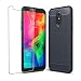 Produktbild PZEMIN Silikon TPU Cover Bumper Kohlefaser Soft Schutzhülle für LG Q7 Hülle (5.5") + HD Gehärtetes Glas Film Protection (1 Dunkelblau Handyhülle,1 Stück Displayschutz)