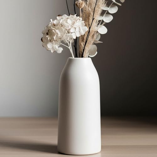 hjn Nordic Minimalist Matte White Ceramic Vase - Stylish Flower