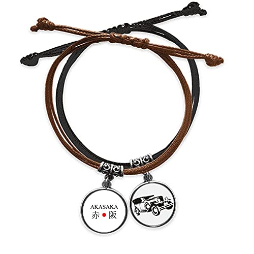 Bracelet drapeau soleil rouge Akasaka en cuir et corde tressée main