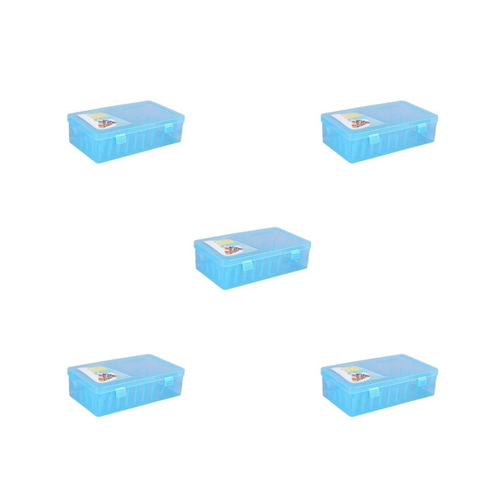 Juego de 5 cajas de hilo de coser, 42 carretes, bobinas de gran capacidad, almacenamiento de hilos para el hogar, punto de cruz, manualidades, organizador de manualidades, contenedor azul