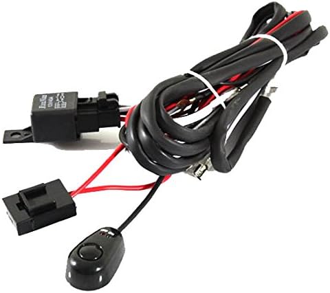 iJDMTOY (1) Universal Fit Relay Harness Wire Kit with LED Light ON/Off Switch Compatible with Fog Lights, Driving Lights, Xenon Headlight Lighting Kit or LED Work Light, etc