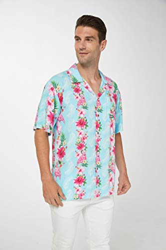 Image of Hawaii Hangover Family Matching Clothes, Pink Hibiscus Vine Turquoise | Family matching Hawaiian outfits, Pink Hibiscus Vine Turquoise, lightweight rayon, machine washable, tropical floral print