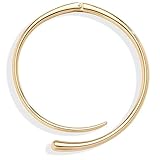 GoldGifts Statement Chunky Gold Collar Necklace, 14K Gold Plated Teardrop Cuff Choker with Open Cuff Design, Spring-Hinged Clasp, Elegant Modern Torque Bangle Fashionable Thick Wrap Jewelry Gifts for Women