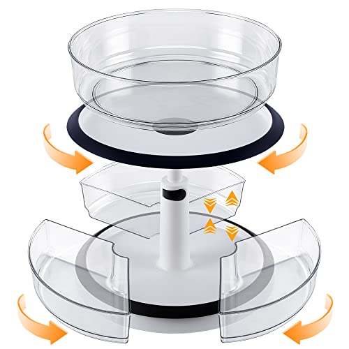 11-Inch Lazy Susan Turntable Organizer, 2 Tier Height Adjustable Spice Rack For Kitchen Cabinet, Countertop, Bathroom, Makeup, Pantry Organization And Storage With 4 Removable Bins #TOP6
