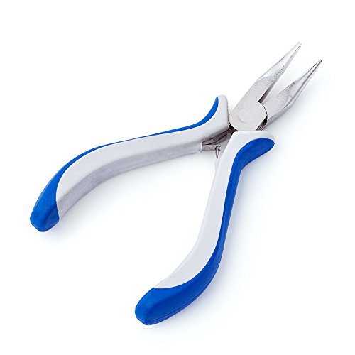 1 Alicates De Punta Doblada De Acero Al Carbono, Herramienta De Alicates De Joyería De Ferroníquel Azul Para Suministros De Reparación De Cuentas, 5.03 Pulgadas De Largo