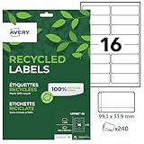 AVERY - 240 Étiquettes Autocollantes Blanches Personnalisables - 100% Recyclées - Format 9...