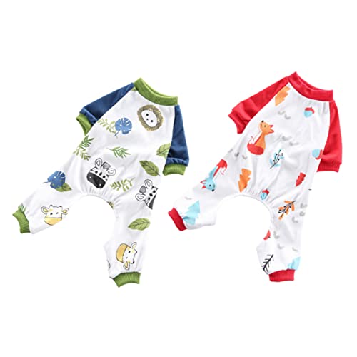 Milisten 2個 ペットルームウェア 犬用冷却マット 犬用簡易ベッド わんわん ペット用品 犬パーティーの装飾 パーカー 漫画の犬の服 犬ペットパジャマ 子犬パジャマ 犬用寝間着 コットン