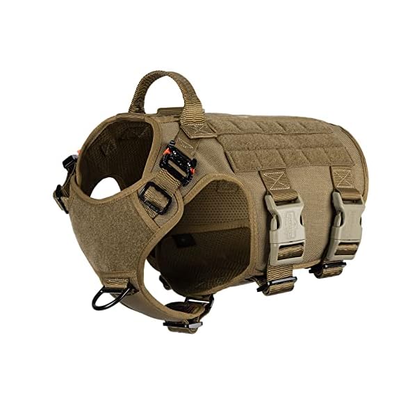 ICEFANG GN5 Tactical Dog Harness,Hook and Loop Panels,Walking Training Work Dog MOLLE Vest with Handle,No Pulling Front Leash Clip,6 x Buckle (M (Neck:16″-22″ ; Chest:25″-31″), Brown) ICEFANG GN5 Tactical Dog Harness,Hook and Loop Panels,Walking Training Work Dog MOLLE Vest with Handle,No Pulling Front Leash Clip,6 x Buckle (M (Neck:16″-22″ ; Chest:25″-31″), Brown)
