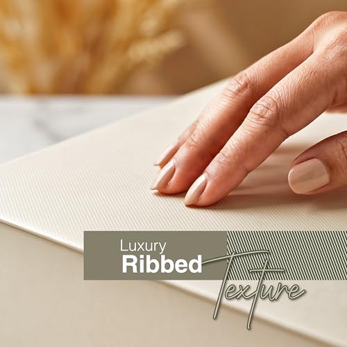 Image of RBS-LARGE Ribbed Texture Gift Box (34x33x10cm) Empty Gift Box for Packing (1 Pack) Hamper Box for Gift Holds Upto 10 kg Elegant Ivory Packaging Box for Return Wedding Gifts All Occasions(Ivory Crest)