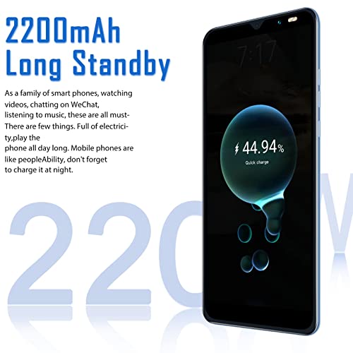 Smartphone, Rino9 Pro Android 4.4.2, 512MB 4GB Dual SIM Phone Finger Face ID 2200mAh 5.45 Inch Celular, 0.3MP Front HD Camera, 2MP Rear Camera, Gift for Friends Family (Blue) - Thumbnail 5