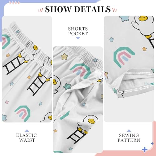 Cartoon Duck Rainbow Star Boys Pants for Kids Jogger Pants with Pockets S-XL4