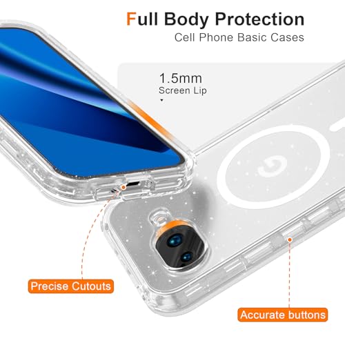 ANNSD for Google Pixel 10/10 Pro Case,Magnetic Matte Shockproof Cover,Translucent Full Body Protective Multilayer 3 in 1 Anti Drop Anti Scratch for Women Men(Clear Bling) by ANNSD - Used condition - Image 6