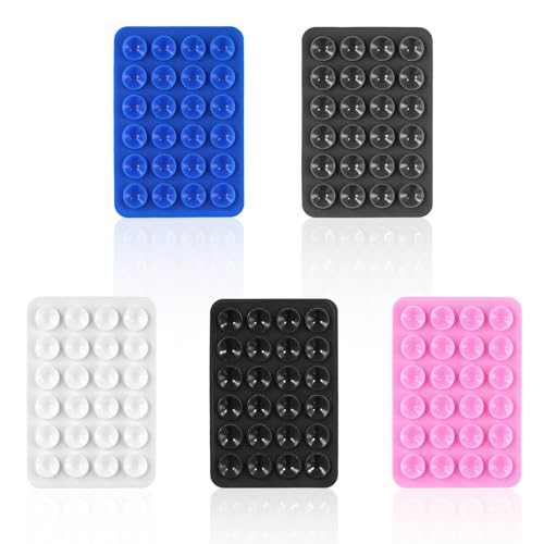 PEUTIER - PEUTIER 5 Supports à Ventouse pour Téléphone, Support Adhésif Silicone avec 24 Ventouses Accessoire de Poignée de Téléphone Collant pour Selfies et Vidéos sur Surface Plane (Multicolore 4)