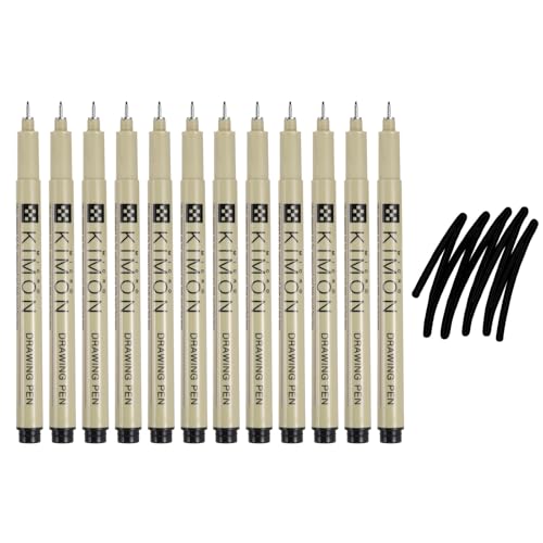 PATIKIL 0.4mm Fine Points Drawing Fineliner Pens Waterproof Markers,12 Pack