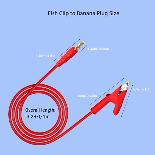 Image of 12AWG 4mm Banana Plug to Alligator Clip Test Lead Wire Cable 2PCS | Jumper Wires with Alligator Clips for Multimeter, Battery Testing 3.28Ft