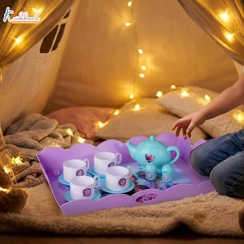 Image of Frozen Tea Party Set - Elsa & Anna Pretend Play Kitchen Toys for Kids, 12 Pcs Battery-Operated Tea Kettle with Boiling Sound & Music, Interactive Birthday Gift for Girls & Boys Ages 3+