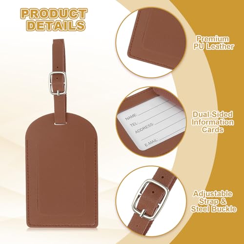 PATIKIL Leather Luggage Tag, 30 Pcs Luggage Tags Pu Bag Tags for Suitcases Airplane Travel Essentials, Brown3