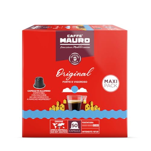 Caffè Mauro miscela Original - intensità 10/10-50 Capsule ALLUMINIO - Compatibili con le Macchine ad uso domestico Nespresso®*