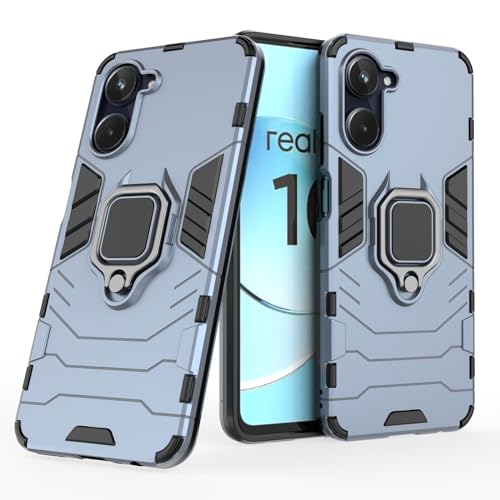 Max Power Digital Funda para móvil Realme 10 Carcasa Magnética con Anillo Imán Antigolpes Resistente Rígida Dura [Tecnología Absorción Golpes] (Realme 10, Azul Marino)