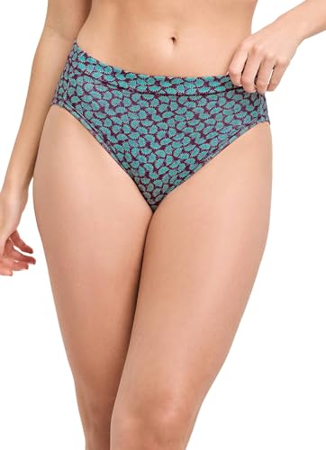 Jockey Algodón elástico de corte alto para mujer, Modern Fanning Leaf, 7