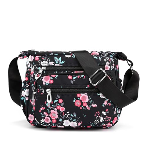 【Materiale durevole】Bella borsa a tracolla per viaggi è realizzata in nylon leggero di qualità, resistente all'usura, fodera è poliestere forte e robusto, che fornisce prestazioni di lunga durata con peso minimo. Borsa di moda per uso quotidiano o viaggi