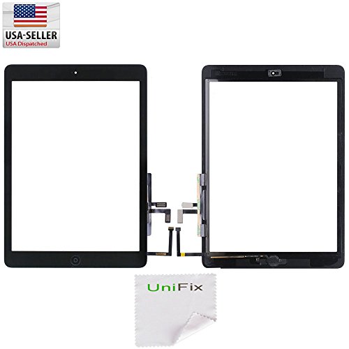 Unifix-Black Touch Screen Glass Digitizer for iPad Air 5th Generation Gen with Pre-Installed Adhesive & Home Button …