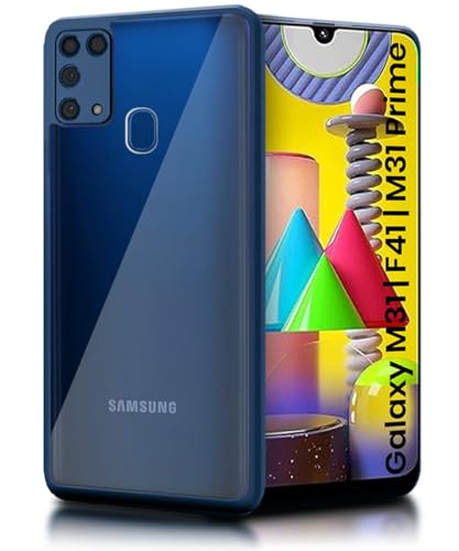 Image of WOW IMAGINE Shockproof Hybrid Back Cover for Samsung Galaxy M31 Prime | M31 | F41 | Hard Slim fit Back Case | PC & TPU | Clear Transparent Case - Blue