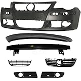 Kühlergrill ohne Emblem Set Kit Stoßstange vorne grundiert +Träger+Zubehör für VW Polo 9N3 Bj. 05-09