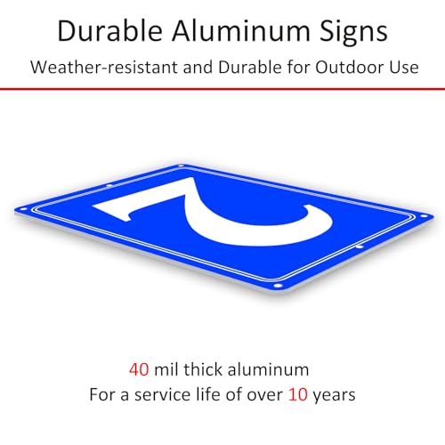 Image of Premium Aluminum Number Signs 2, Metal 12 inch X 8 inch Blue Numbered Signs Outdoor for Parking Lots, Floor, Dock, Court, Aisle, Field, High Visibility, No Fade, Weather-resistant