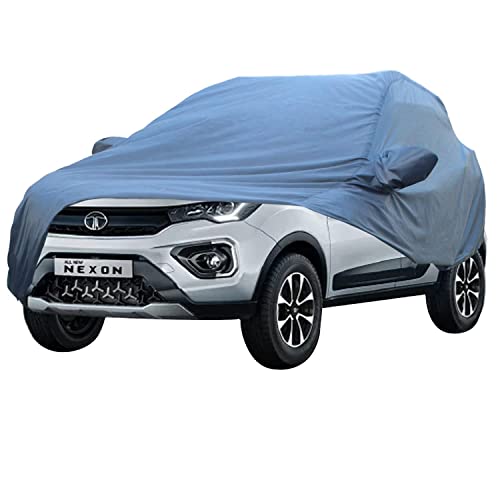 Image of Allextreme TNG5001 Car Body Cover Compatible with Tata Nexon Custom Fit Dustproof UV Heat Resistant Indoor Outdoor Body Protection (Blue with Mirror)