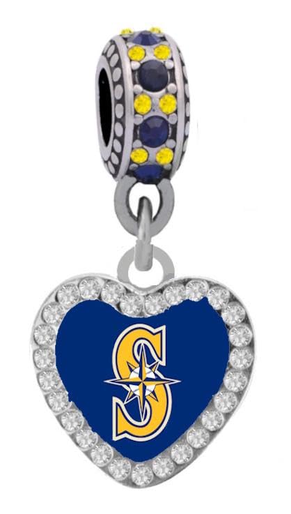 Mariners Crysal Heart Charm Compatible With Pandora Style Bracelets.