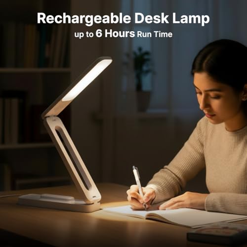 Image of pTron 6W EaseMate Study Lamp L2, 6Hrs Runtime max., Seamless Dimming, 3 Colour Modes, Adjustable Brightness Levels, Table Lamp for Study, 2-Fold Elbow Design, Wall Mountable, Type C Charging