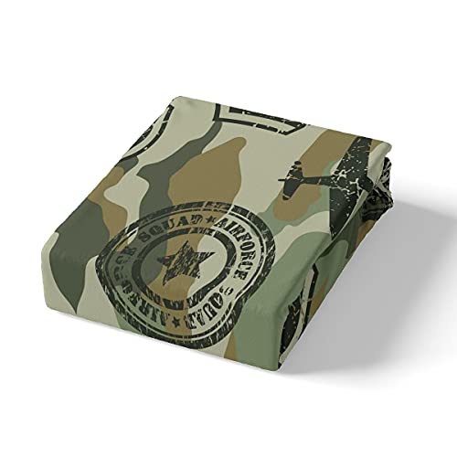 Kids Camo Airplane Bed Sheet Set Camouflage Airplane Decor Bedding Sheets For Teens Boys Military Aircraft Bedding Fitted Sheet Novelty Modern Army Green Bed Cover Bedroom Collection 2Pcs Twin Size #TOP3