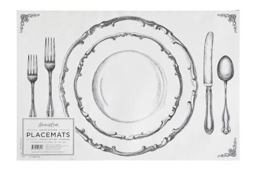 Hester & Cook Perfect Setting Paper Placemat - Disposable Place Mats for Parties or Weddings - 18 Sheets Made in USA