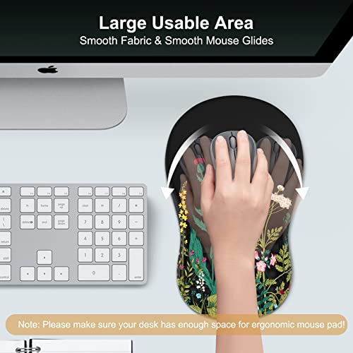 Icasso Ergonomic Mouse Pad Wrist Support, Wrist Rest, Comfortable Computer Gel Mouse Pad For Laptop, Memory Foam,Pain Relief Mousepad With Non-Slip Pu Base For Office Home (Weeds) #TOP4