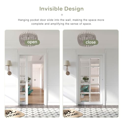 Image of EaseLife 7FT /84in Sliding Pocket Door Hardware Kit,Aluminum Box Rail Kit,Commercial Grade,Slide Smoothly Quietly,Easy Install,No Door (80.5in Track Kit for 23 inch~42 inch Wide Single Door)