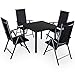 Produktbild Casaria Sitzgruppe Bern 4+1 Aluminium 7-Fach verstellbare Hochlehner Stühle Tisch mit Sicherheitsglas Anthrazit Garten Set