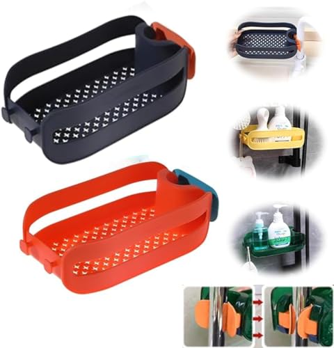 JY & YS 2 in 1 Home Sink Organizer, 2 in 1 Home Sink Sponge Holder, Kitchen Sink Organizer,Kitchen Sink Caddy Organizer, Kitchen Sink Accessories (D)